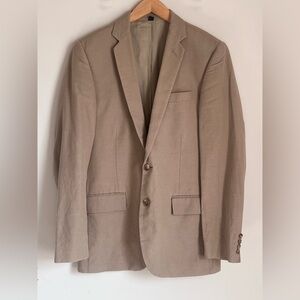 J Crew‎ Linen Blend Blazer Jacket Mens 36R Sportcoat Tan Preppy Academia